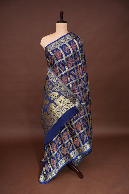 Bandhini Garchola Modal Silk Saree - Dark Blue
