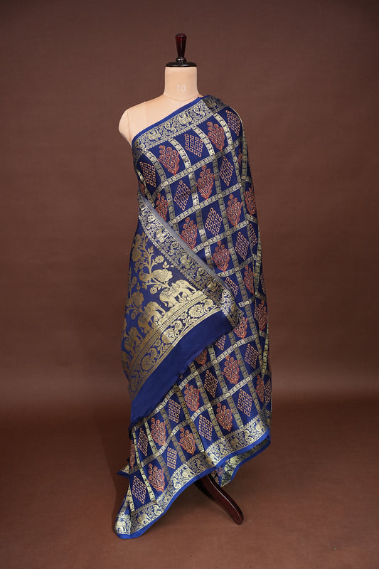 Bandhini Garchola Modal Silk Saree - Dark Blue