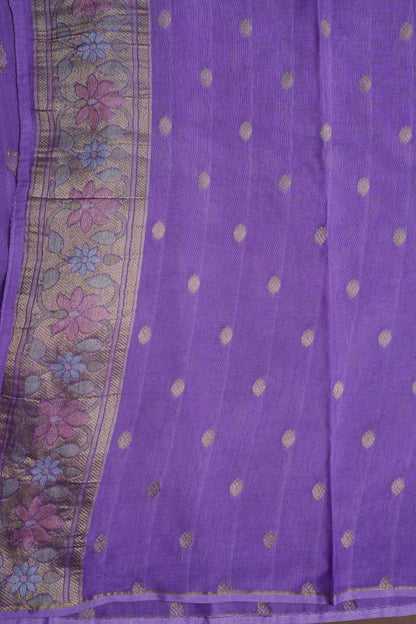 Lavender Woven Floral Tussar Georgette Saree with Zari Border