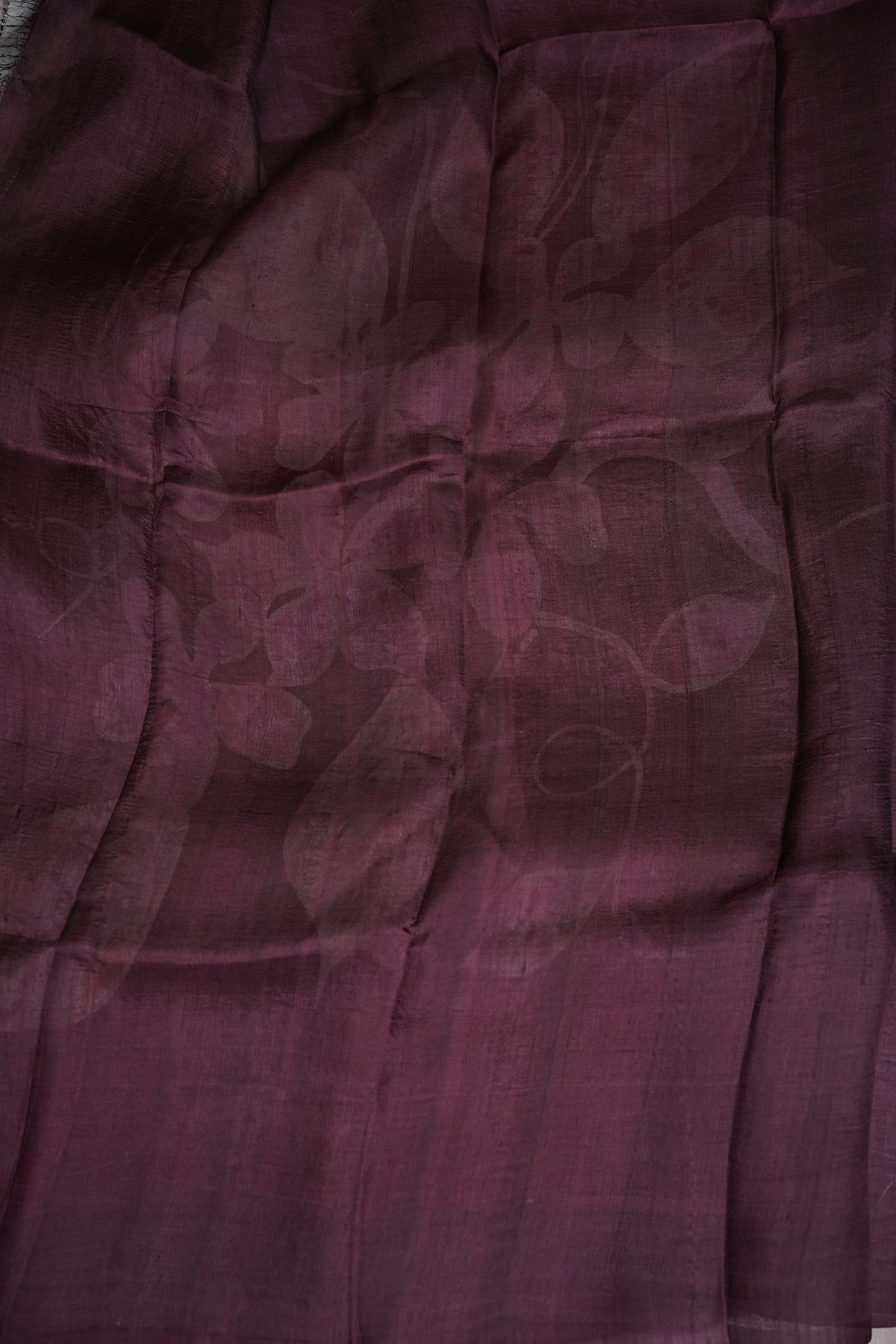 Pure Mulberry Silk Saree in Chocolate Brown with Floral Batik Print | Silk Mark Certified