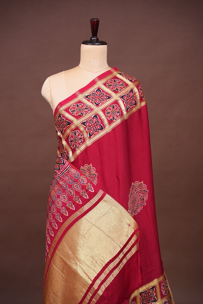 Bandhini Garchola Modal Silk Saree - Red