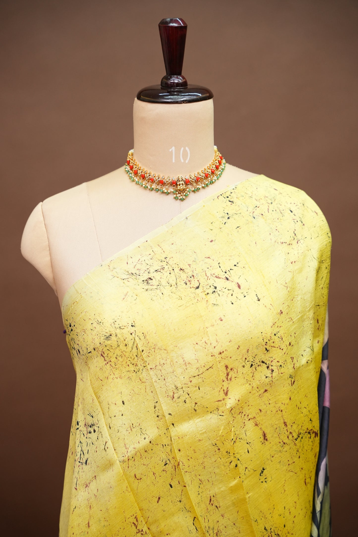 Pure Mulberry Silk Saree in Lemon Yellow with Botanical Batik Print | Silk Mark Certified