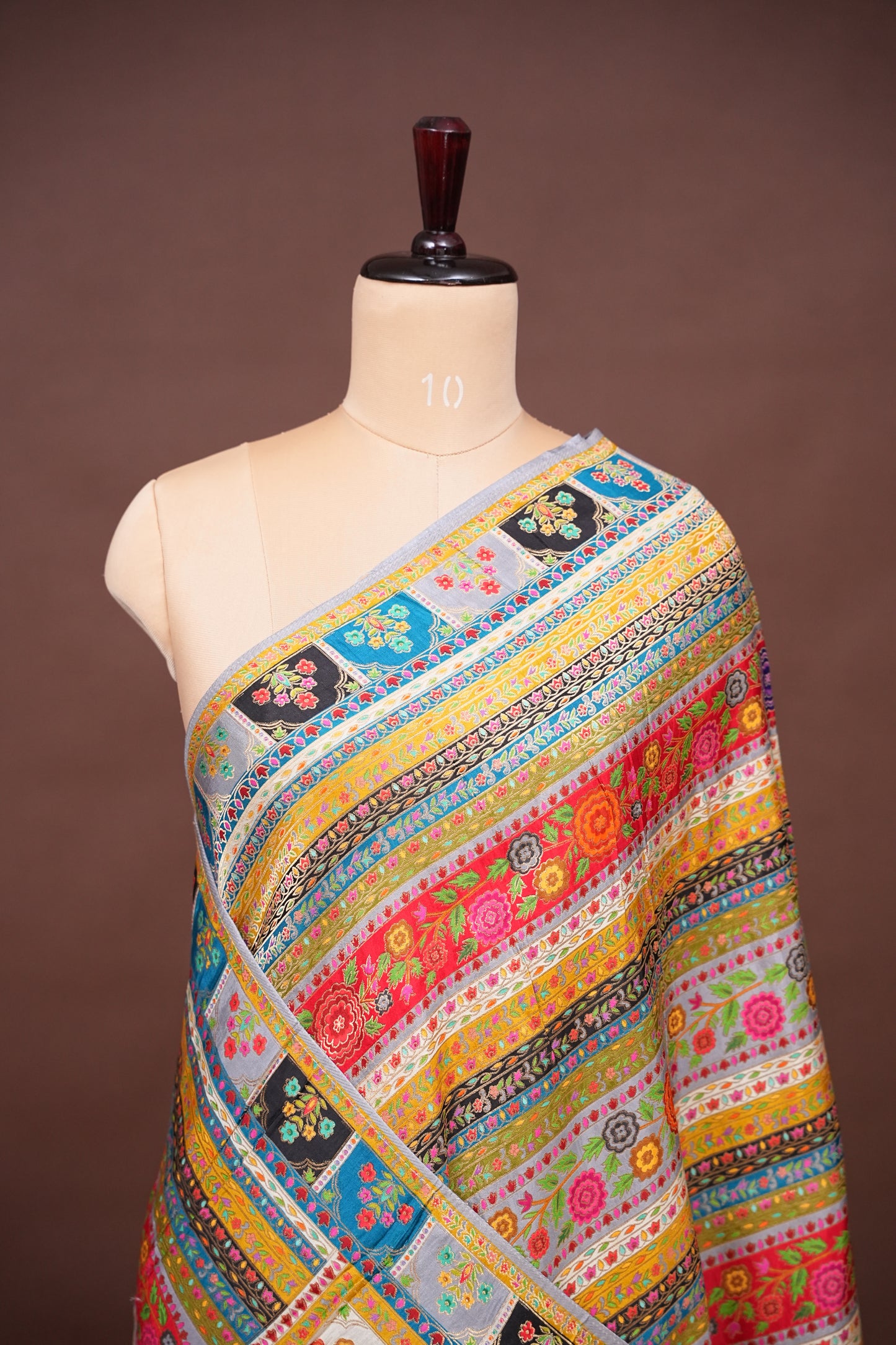 Kashmiri Pashmina Story Telling Saree -Multicolor on Grey