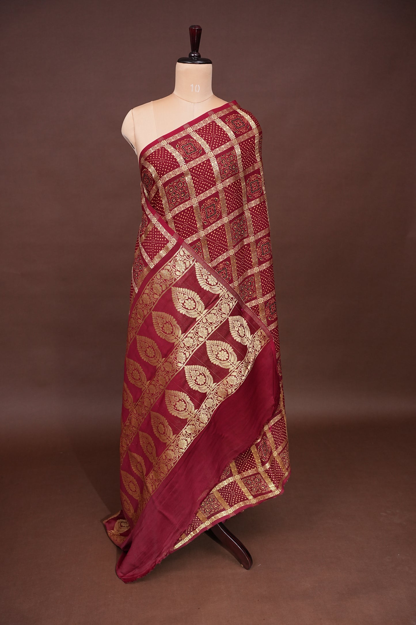 Bandhini Garchola Modal Silk Saree - Dark Maroon
