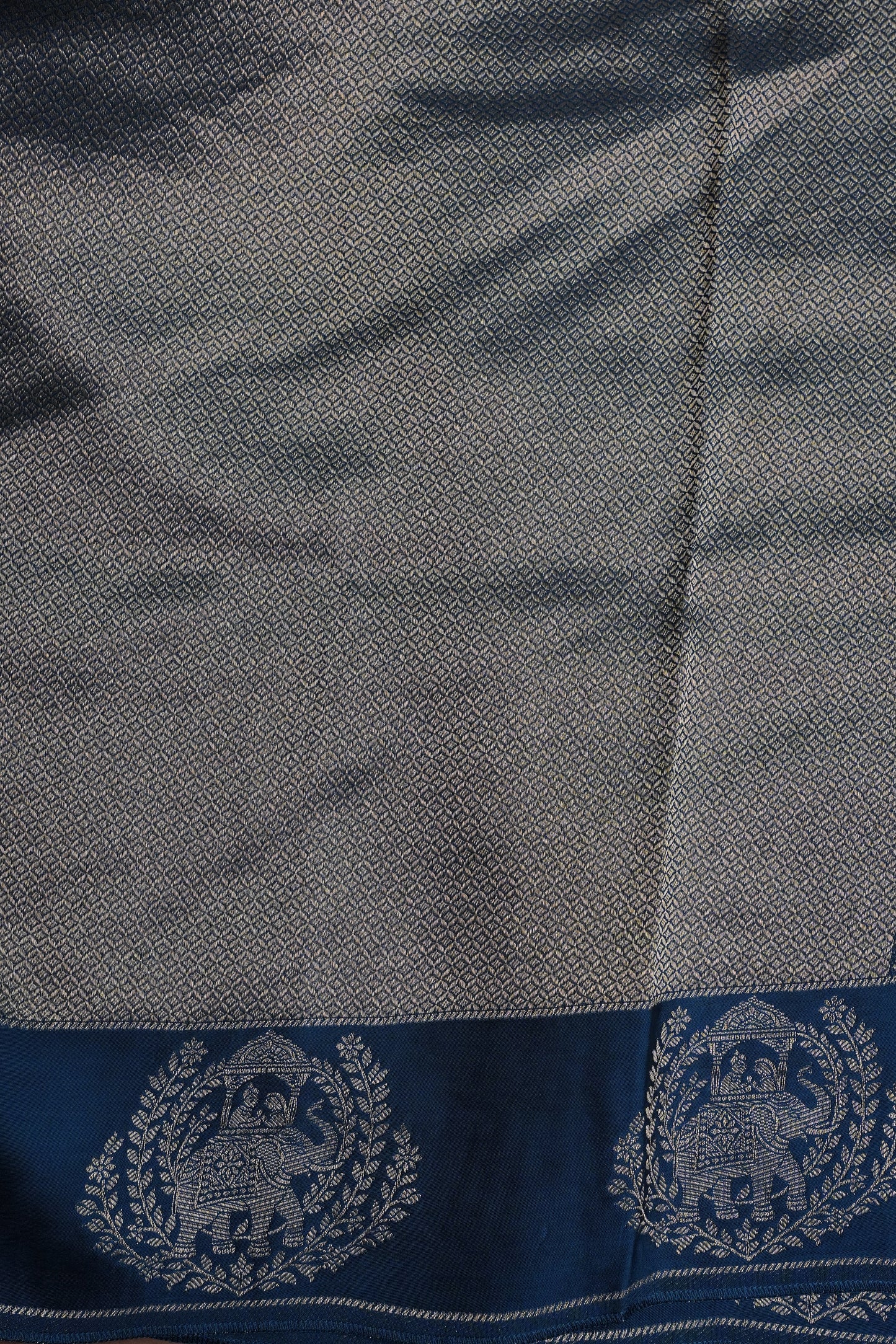 Peacock Blue Soft Banarasi Silk Saree with Traditional Elephant Motifs