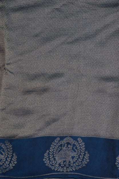 Peacock Blue Soft Banarasi Silk Saree with Traditional Elephant Motifs