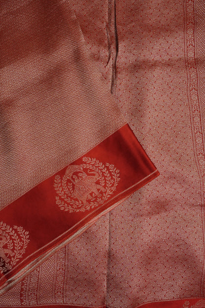 Burnt Orange Soft Banarasi Silk Saree with Traditional Elephant Motifs