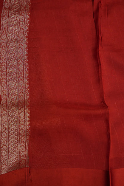 Burnt Orange Soft Banarasi Silk Saree with Traditional Elephant Motifs
