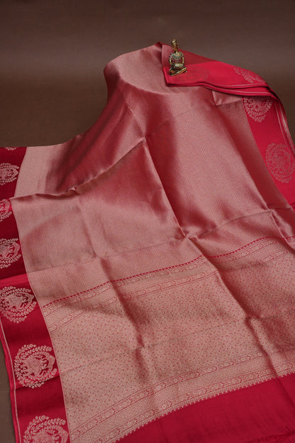 Royal Rani Pink Handwoven Banarasi Silk Saree with Elephant Motif Border