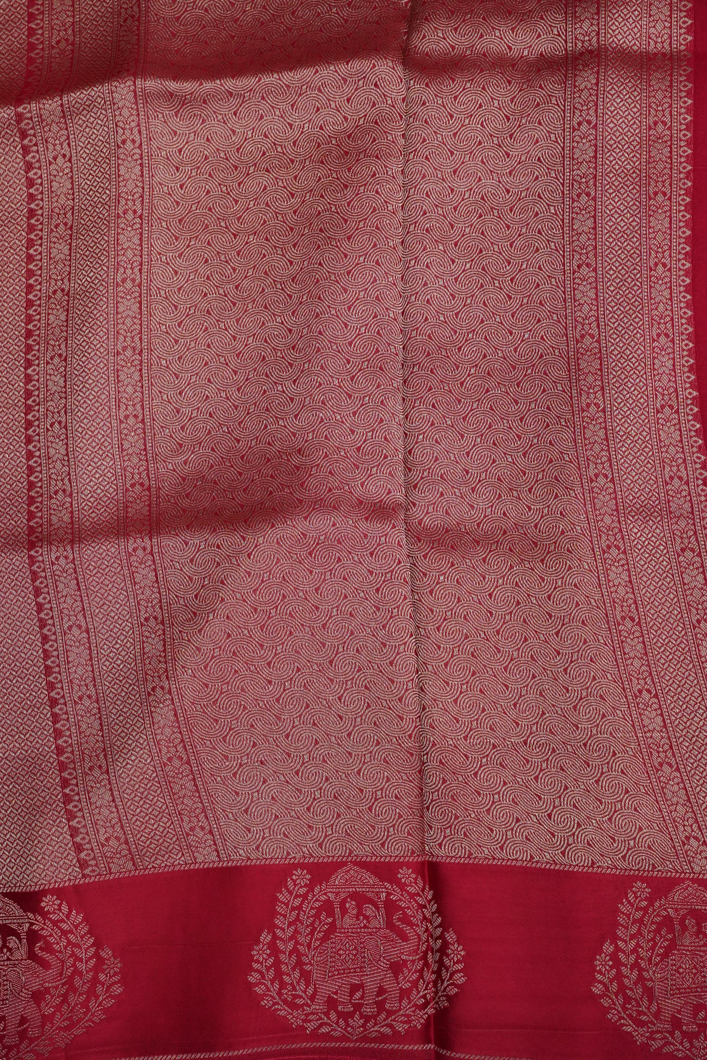 Royal Rani Pink Handwoven Banarasi Silk Saree with Elephant Motif Border