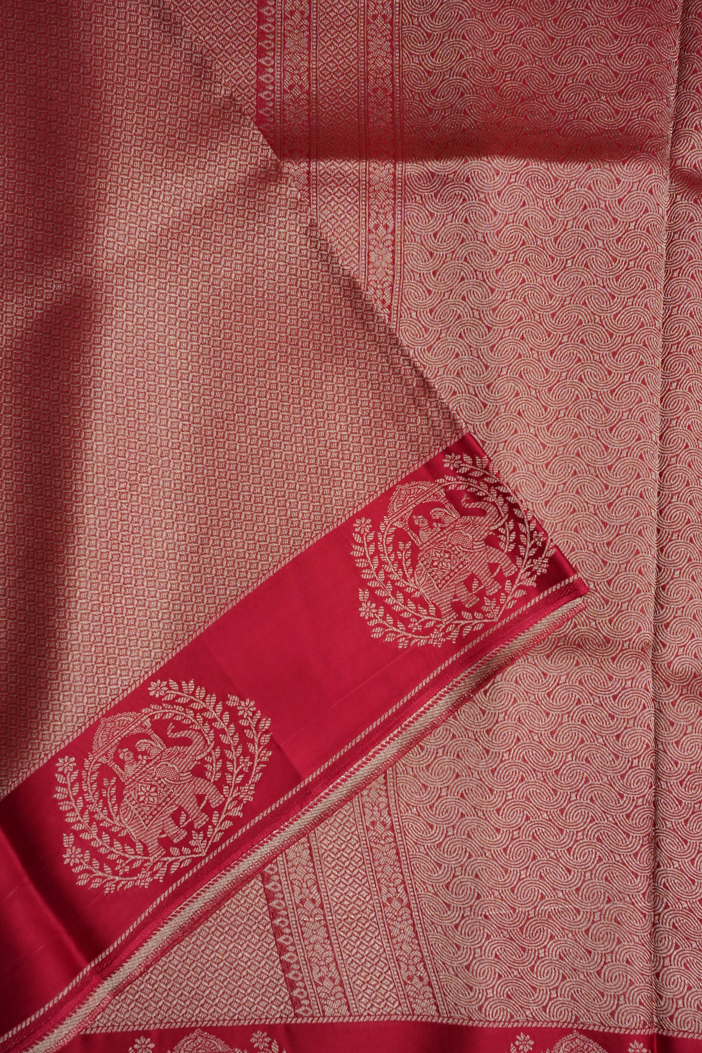 Royal Rani Pink Handwoven Banarasi Silk Saree with Elephant Motif Border
