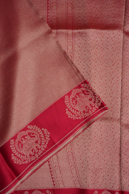 Royal Rani Pink Handwoven Banarasi Silk Saree with Elephant Motif Border