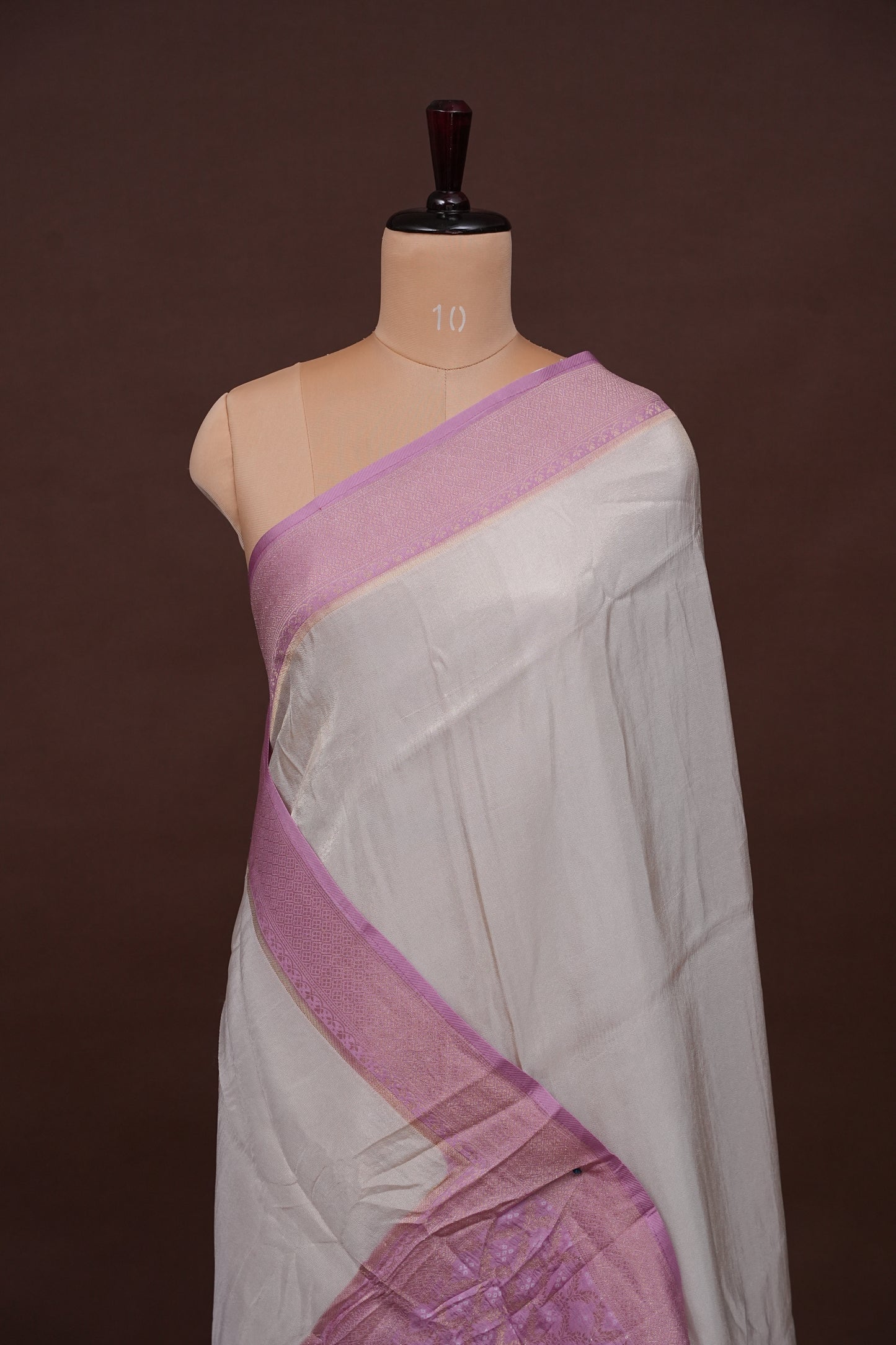 Pure Mellow Tissue Silk Saree with Bandhini Patterns - Ivory & Baby PInk