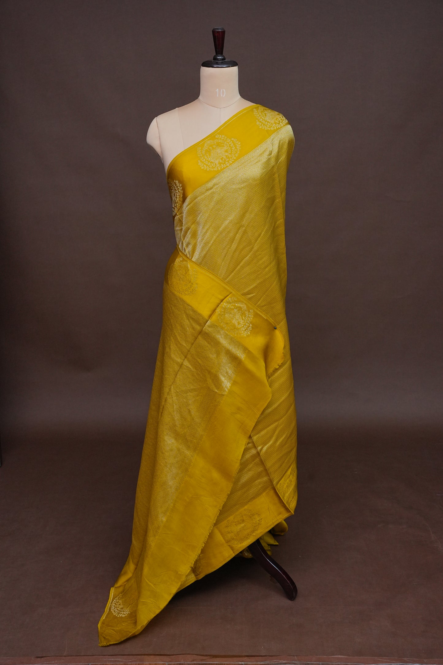 Sunshine Yellow Soft Banarasi Silk Saree with Traditional Elephant Motifs
