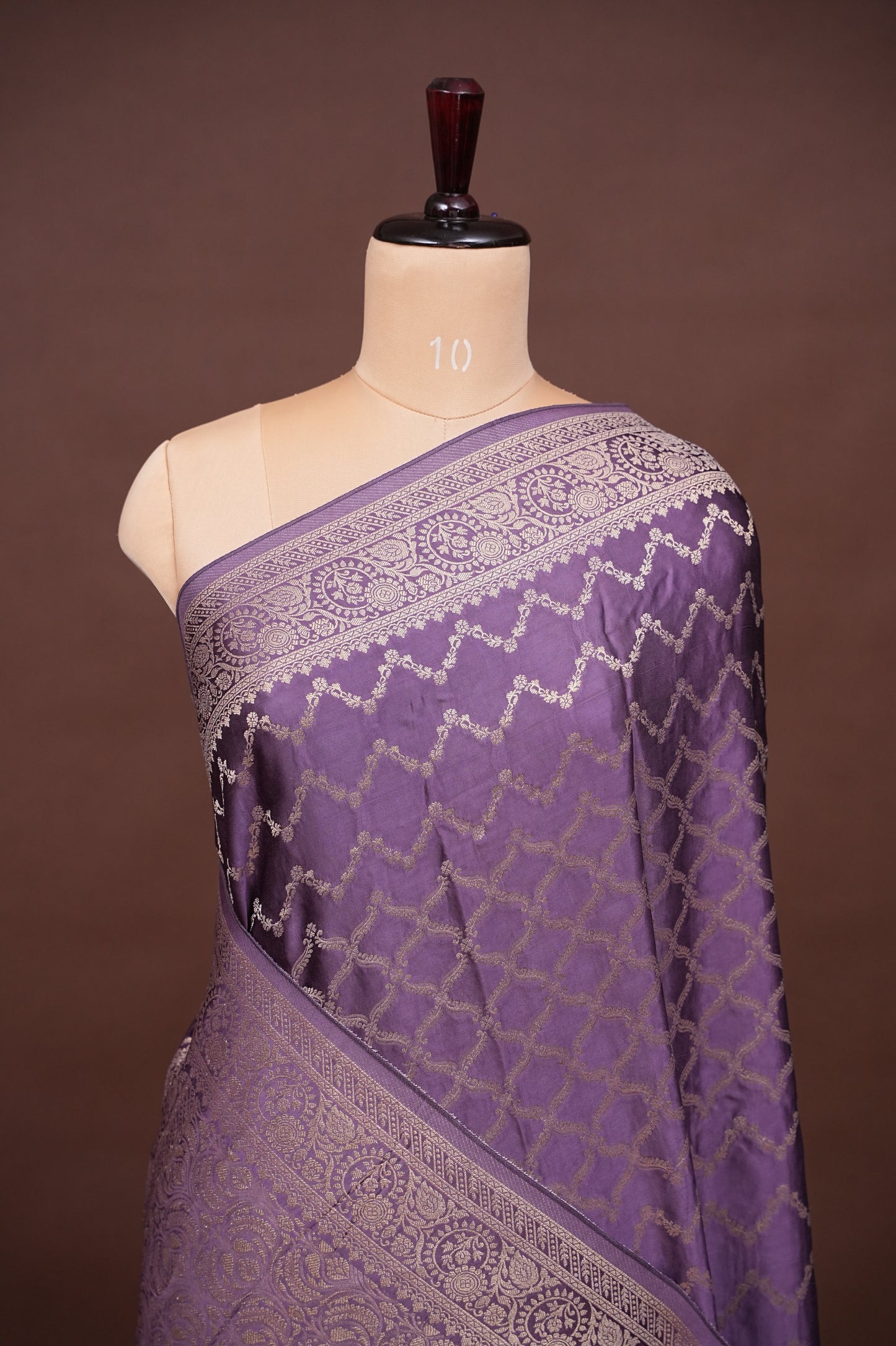Geometric Mashru Silk Saree - Lilac