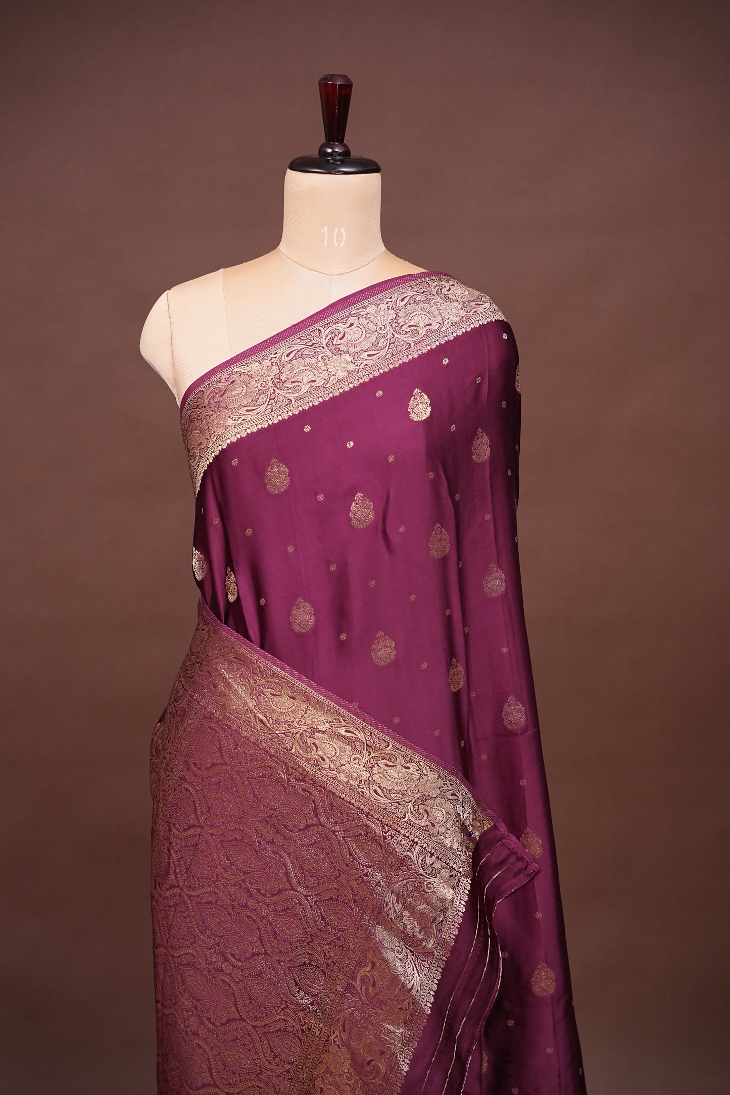 Banarasi Mashru Silk Saree - Burgandy