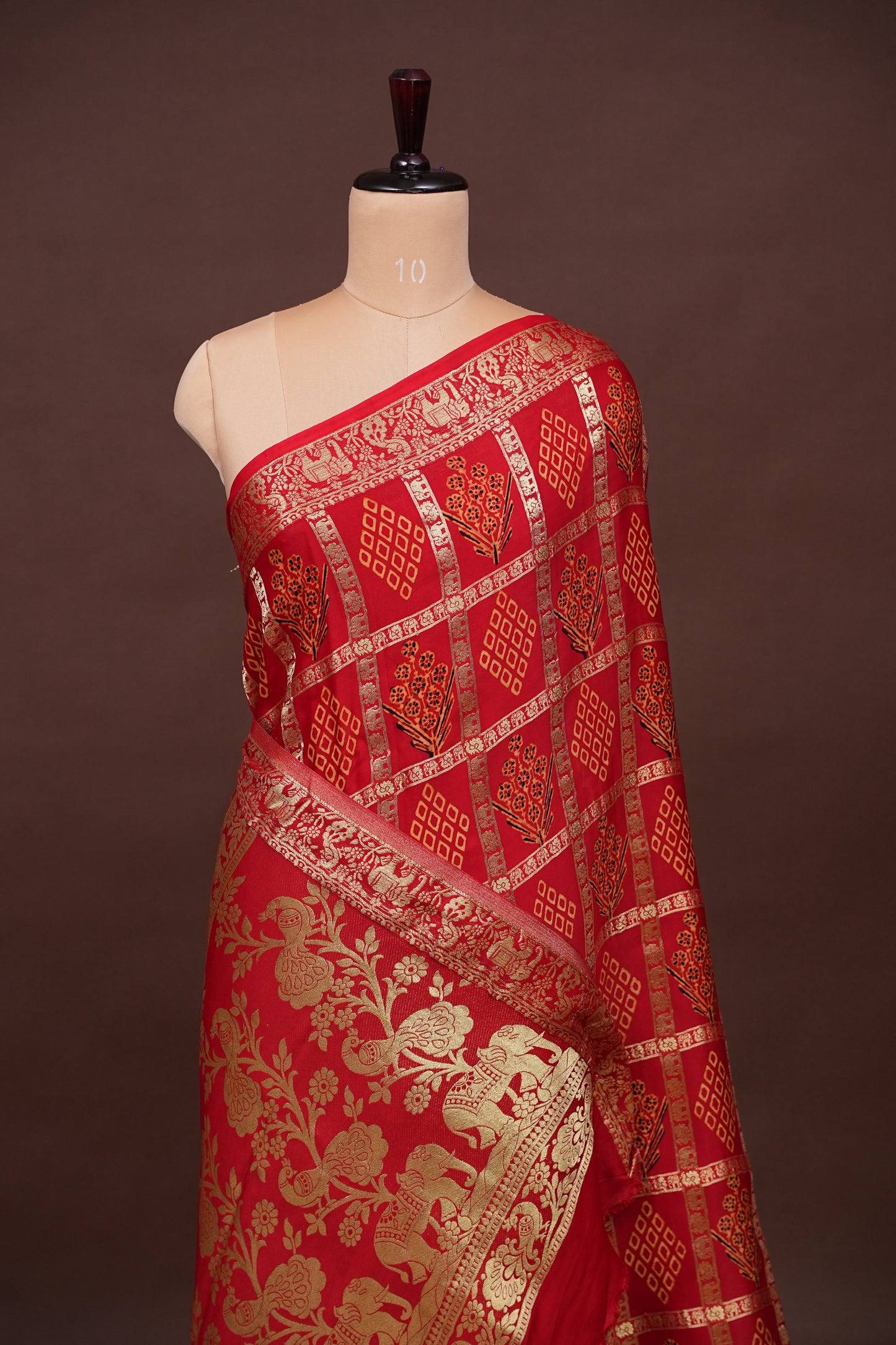 Bandhini Garchola Modal Silk Saree - Classic Red