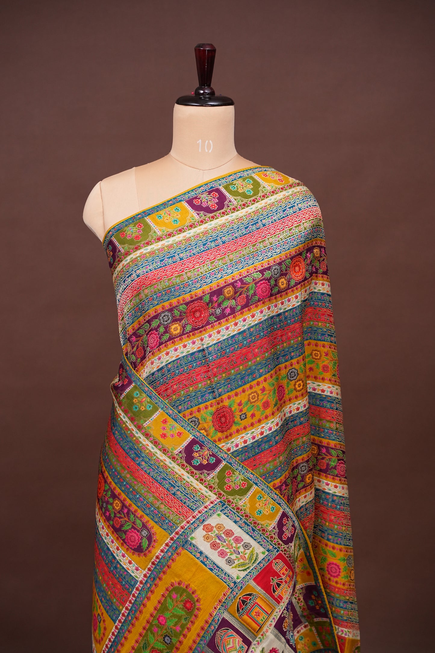 Kashmiri Pashmina Story Telling Saree - Multicolor on Yellow