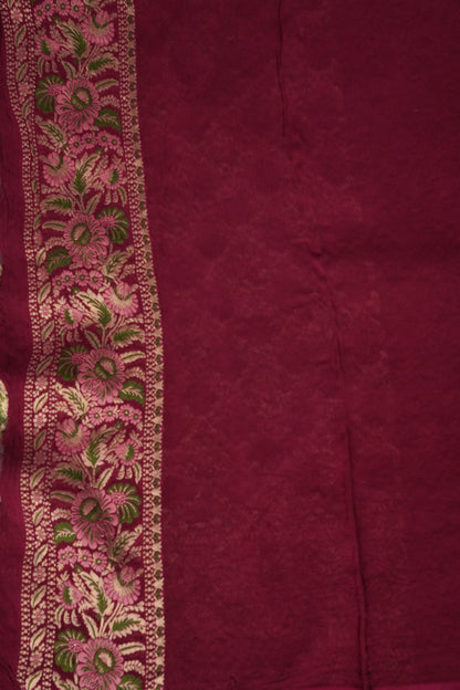 Banarasi Georgette Silk Saree - Nude & Maroon