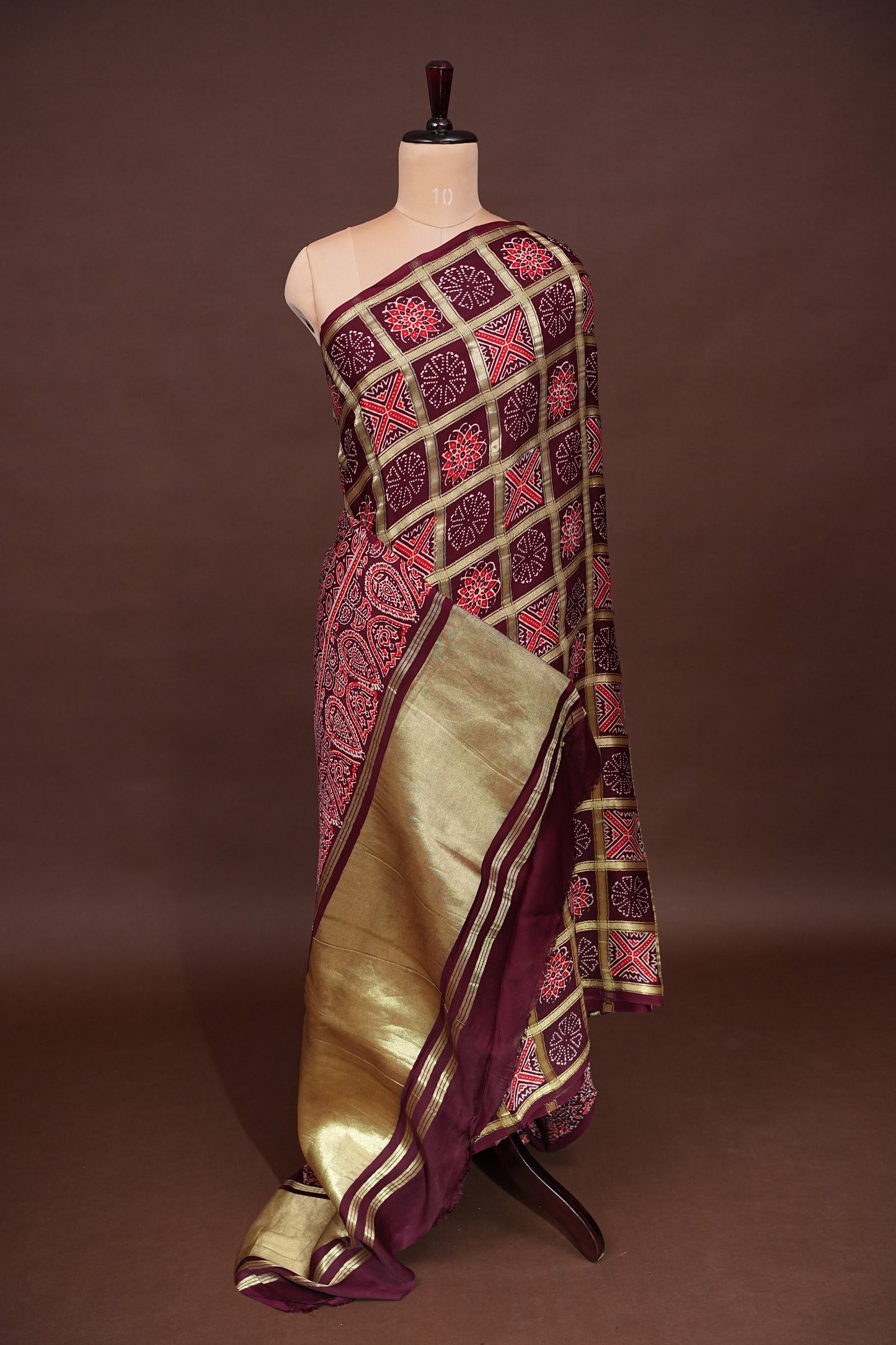 Bandhini Garchola Modal Silk Saree - Maroon