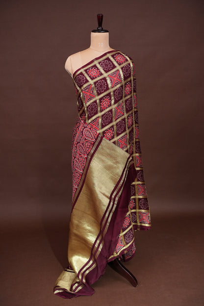 Bandhini Garchola Modal Silk Saree - Maroon