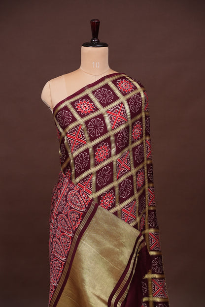 Bandhini Garchola Modal Silk Saree - Maroon