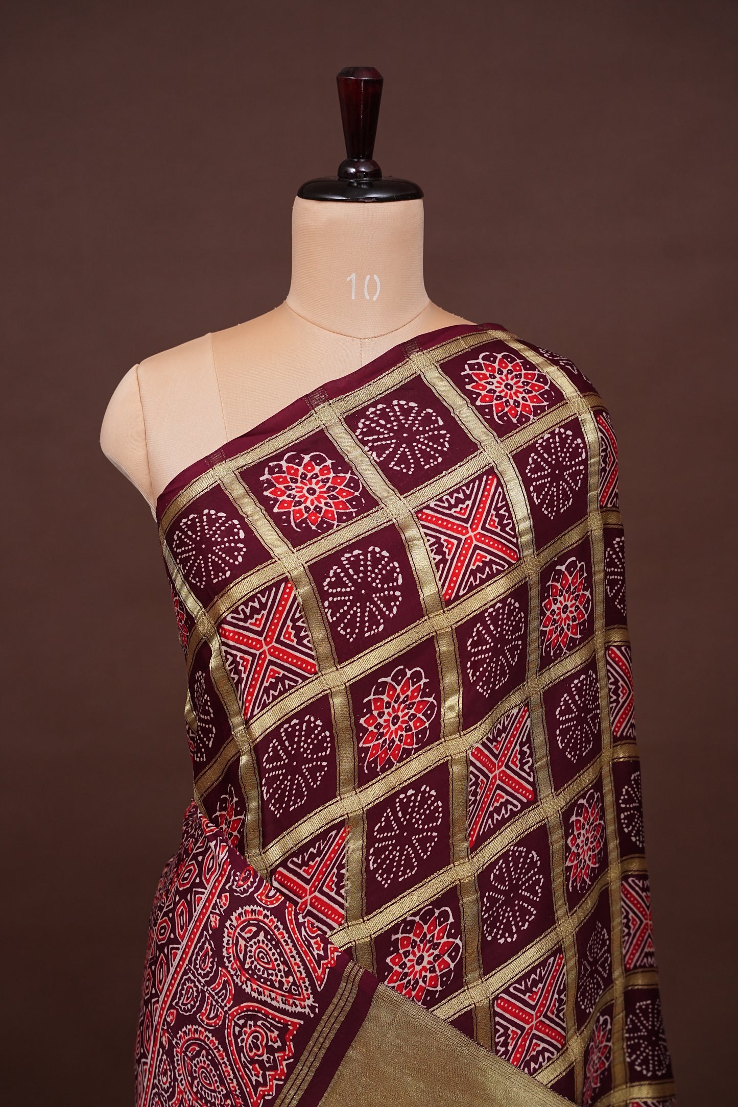 Bandhini Garchola Modal Silk Saree - Maroon
