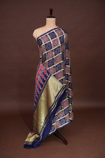 Bandhini Garchola Modal Silk Saree - Navy Blue