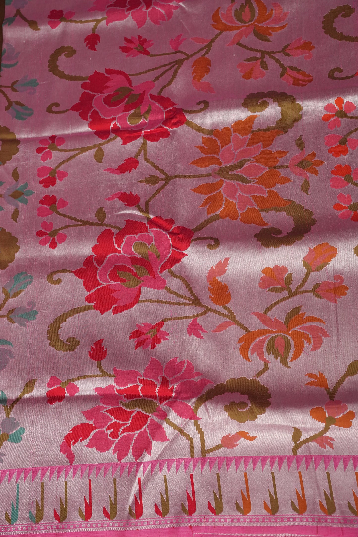 Candy Pink Pure Tussar Tissue Georgette Brocade Handloom Banarasi Saree