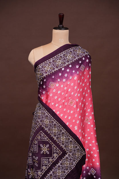 Pure Gajji Silk Bandhini Saree - Candy Pink