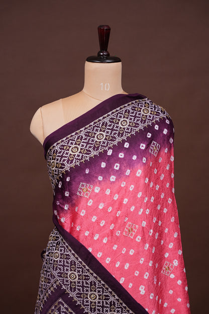 Pure Gajji Silk Bandhini Saree - Candy Pink