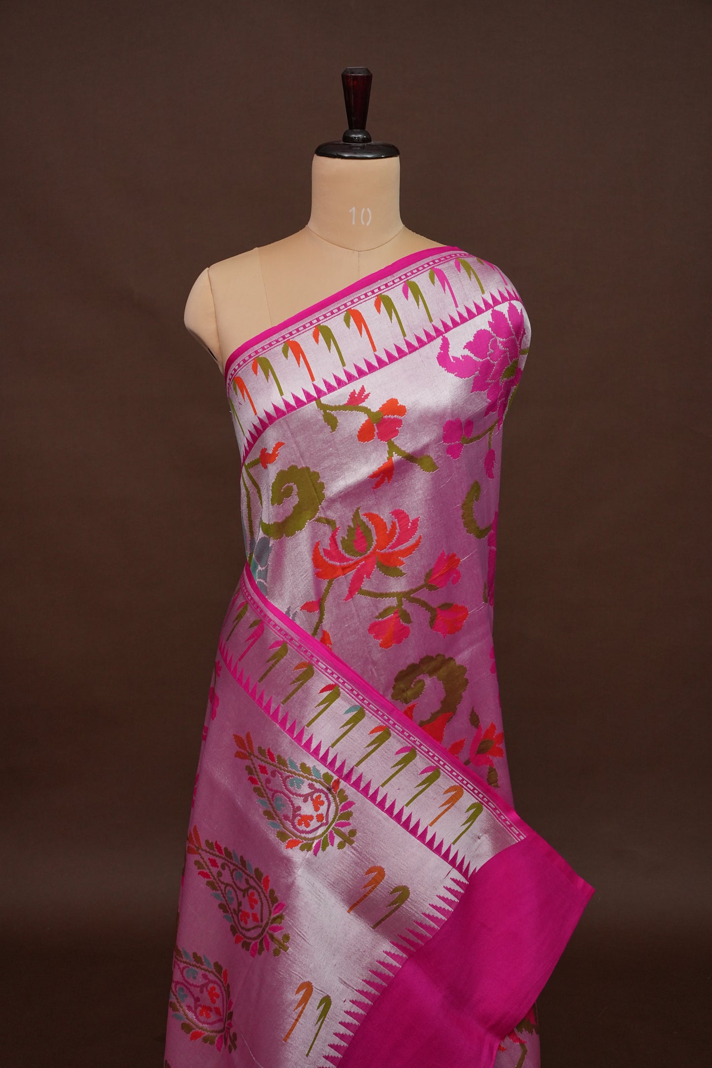 Pure Tussar Tissue Georgette Brocade Handloom Banarasi Saree - Blush Pink