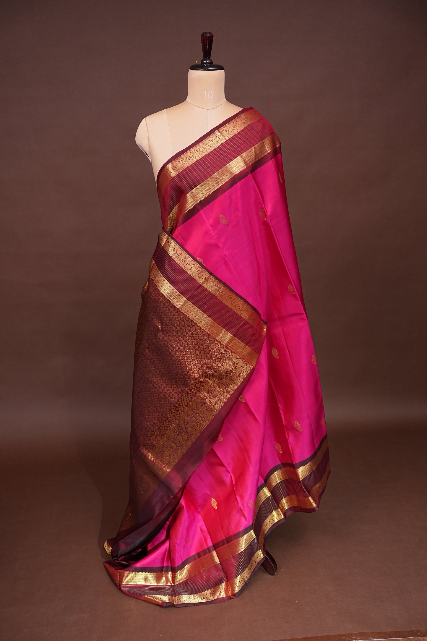Rani Pink & Maroon Pure Kanchivaram Silk Saree|Silk Mark Certified