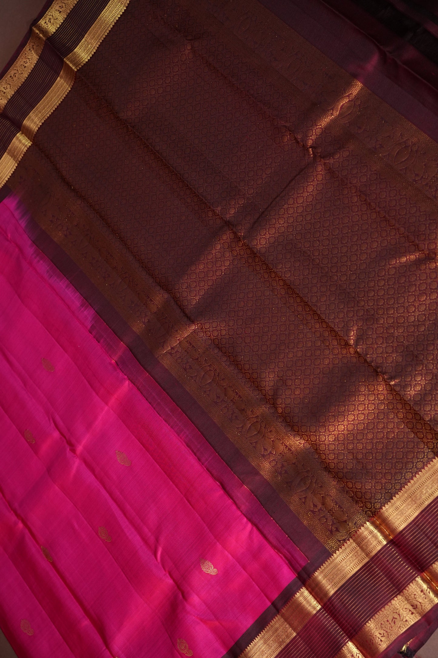 Rani Pink & Maroon Pure Kanchivaram Silk Saree|Silk Mark Certified