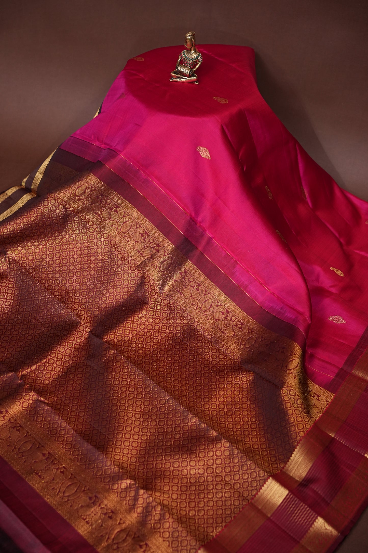 Rani Pink & Maroon Pure Kanchivaram Silk Saree|Silk Mark Certified