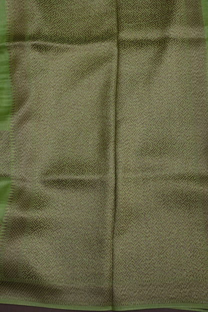 Parrot Green Semi Tussar Raw Silk Saree with Gold Woven Elegance