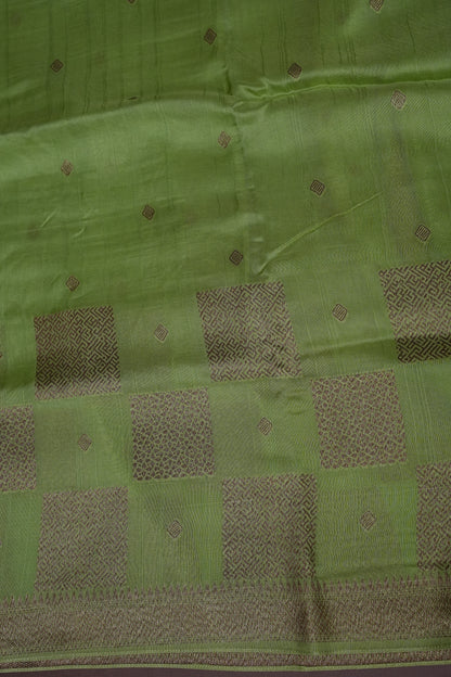 Parrot Green Semi Tussar Raw Silk Saree with Gold Woven Elegance