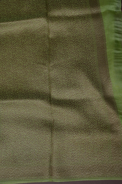 Parrot Green Semi Tussar Raw Silk Saree with Gold Woven Elegance