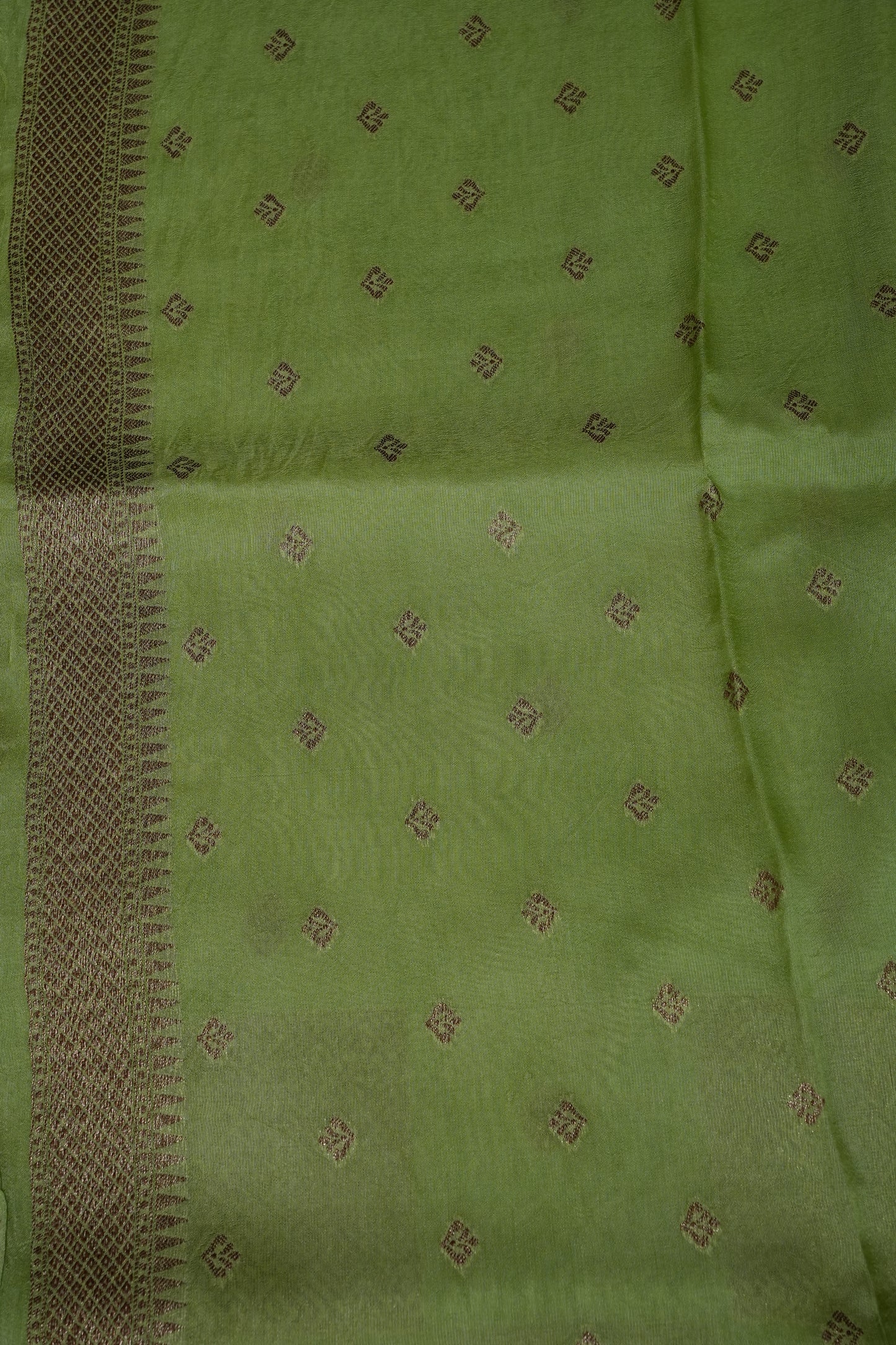 Parrot Green Semi Tussar Raw Silk Saree with Gold Woven Elegance