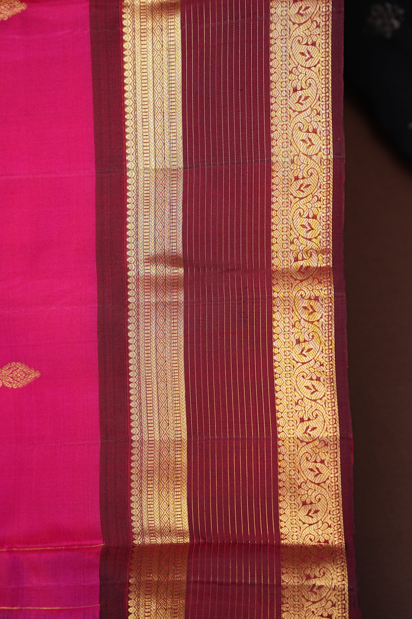 Rani Pink & Maroon Pure Kanchivaram Silk Saree|Silk Mark Certified