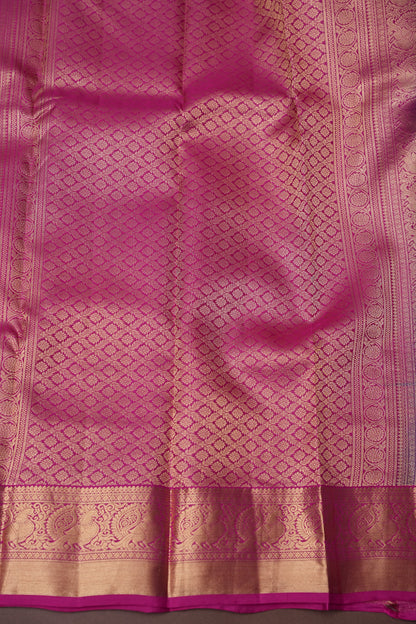 Dual Tone Pink & Royal Purple Pure Kanchivaram Silk Saree with Rich Zari Weave|Silk Mark Certified