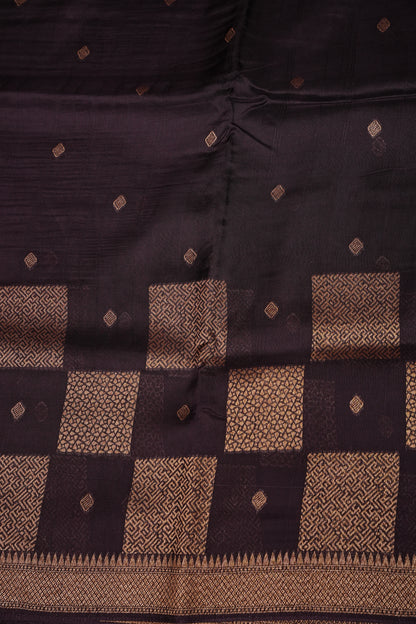 Coffee Brown Semi Tussar Raw Silk Saree with Gold Woven Elegance