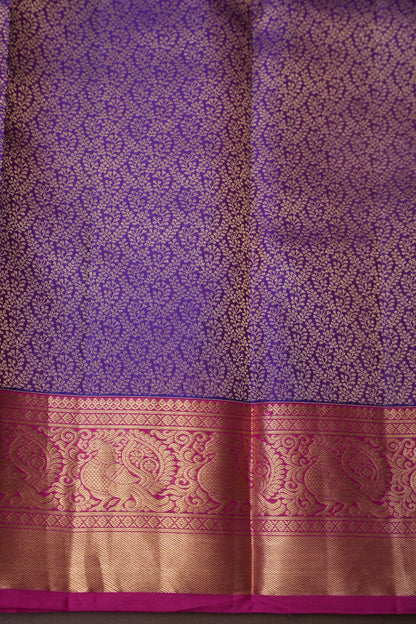 Dual Tone Pink & Royal Purple Pure Kanchivaram Silk Saree with Rich Zari Weave|Silk Mark Certified