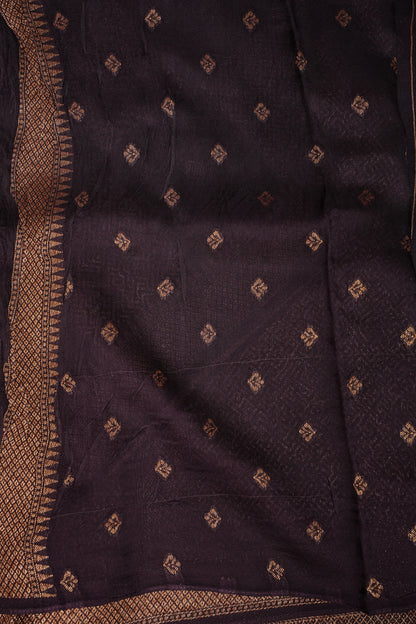 Coffee Brown Semi Tussar Raw Silk Saree with Gold Woven Elegance