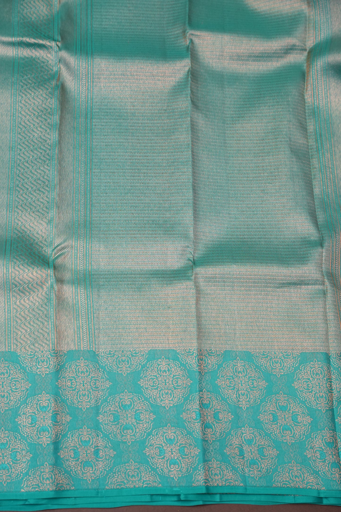 Aqua Green & Lavender Pure Kanchivaram Silk Saree with Intricate Zari Weave|Silk Mark Certified