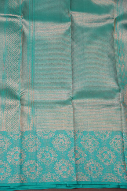 Aqua Green & Lavender Pure Kanchivaram Silk Saree with Intricate Zari Weave|Silk Mark Certified