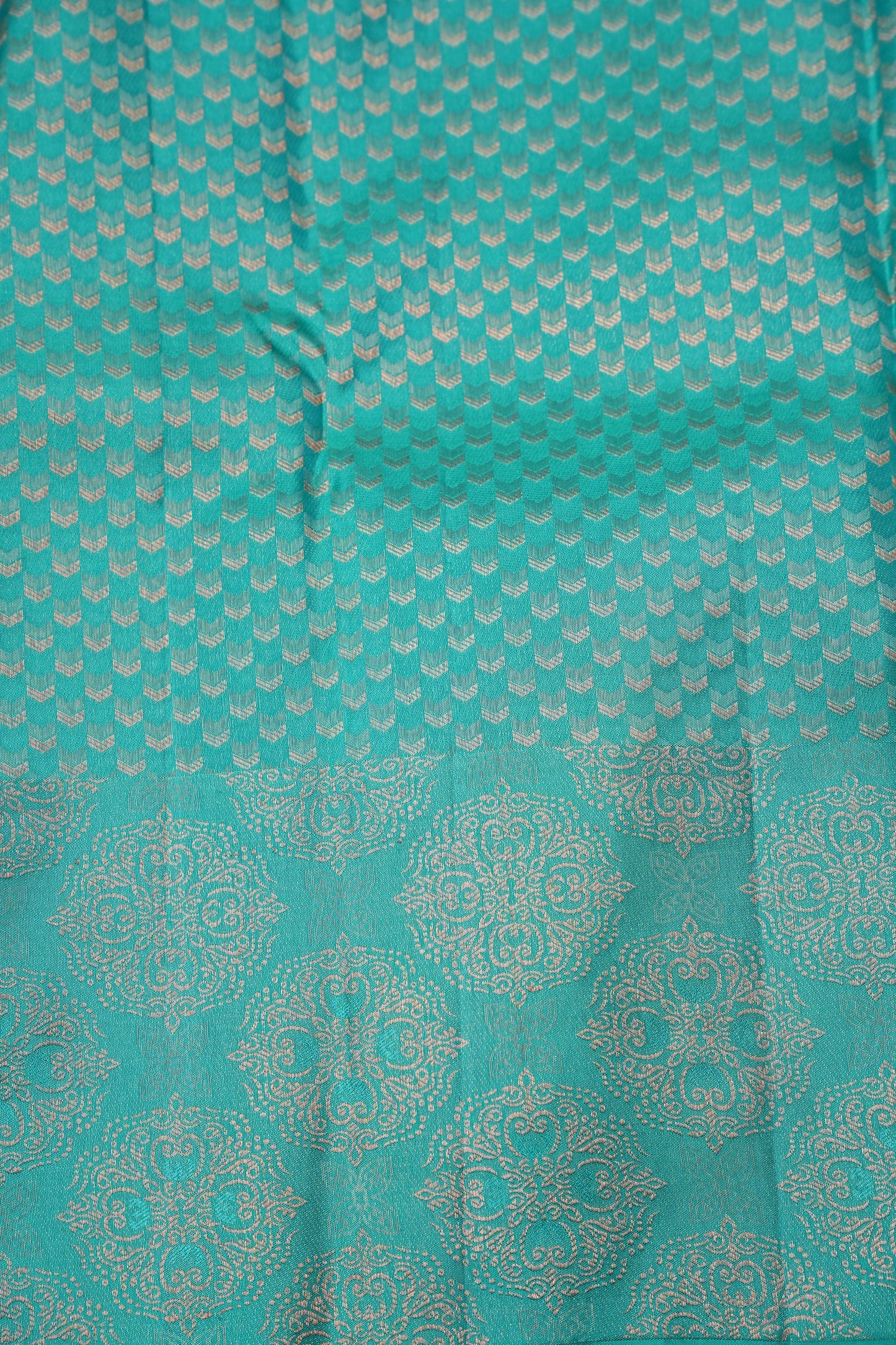 Aqua Green & Lavender Pure Kanchivaram Silk Saree with Intricate Zari Weave|Silk Mark Certified