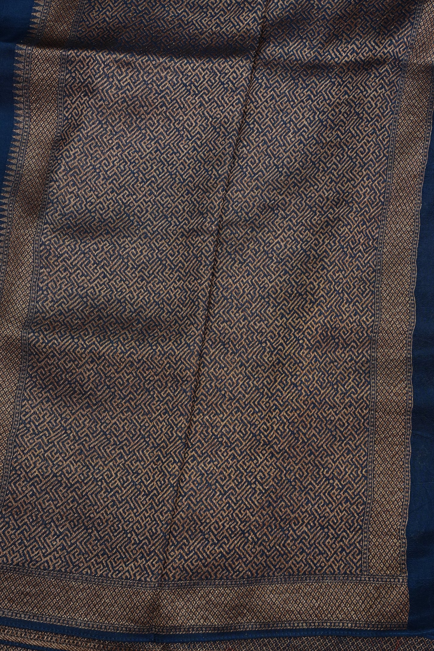 Teal Blue Tussar Raw Silk Saree with Gold Woven Elegance