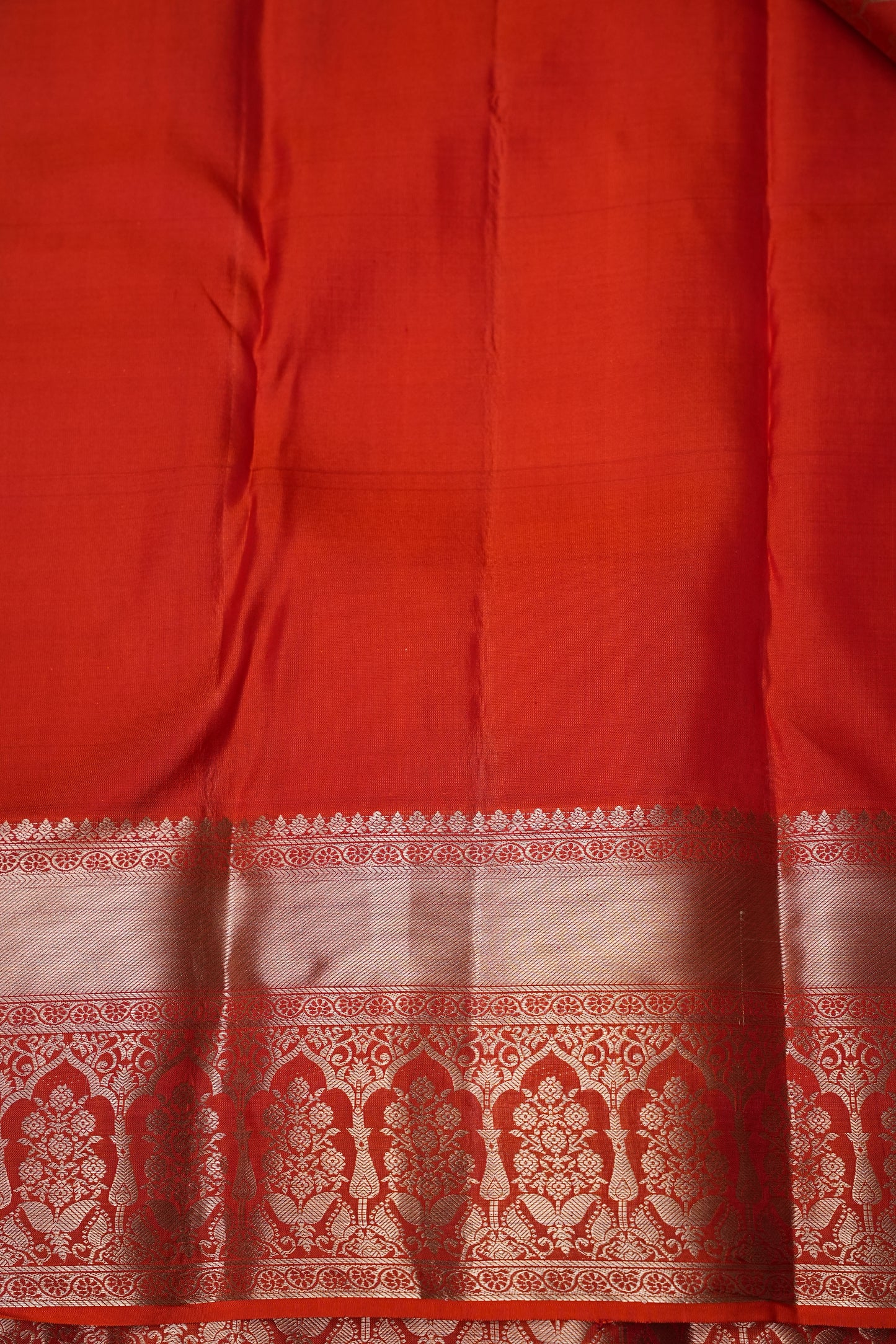 Pure Kanchivaram Silk Saree with Rich Gold Zari Weaving - Vibrant Coral Orange