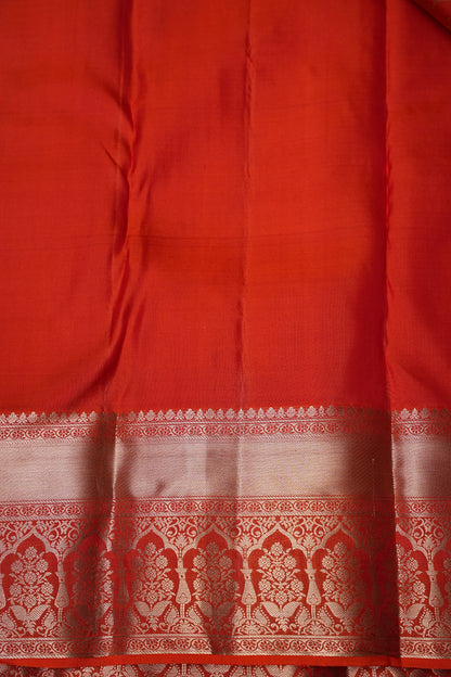 Pure Kanchivaram Silk Saree with Rich Gold Zari Weaving - Vibrant Coral Orange